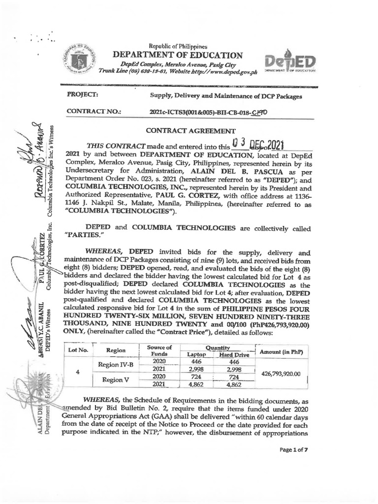 DCP 2021 - Lot 4 Region Iv B and V | PDF