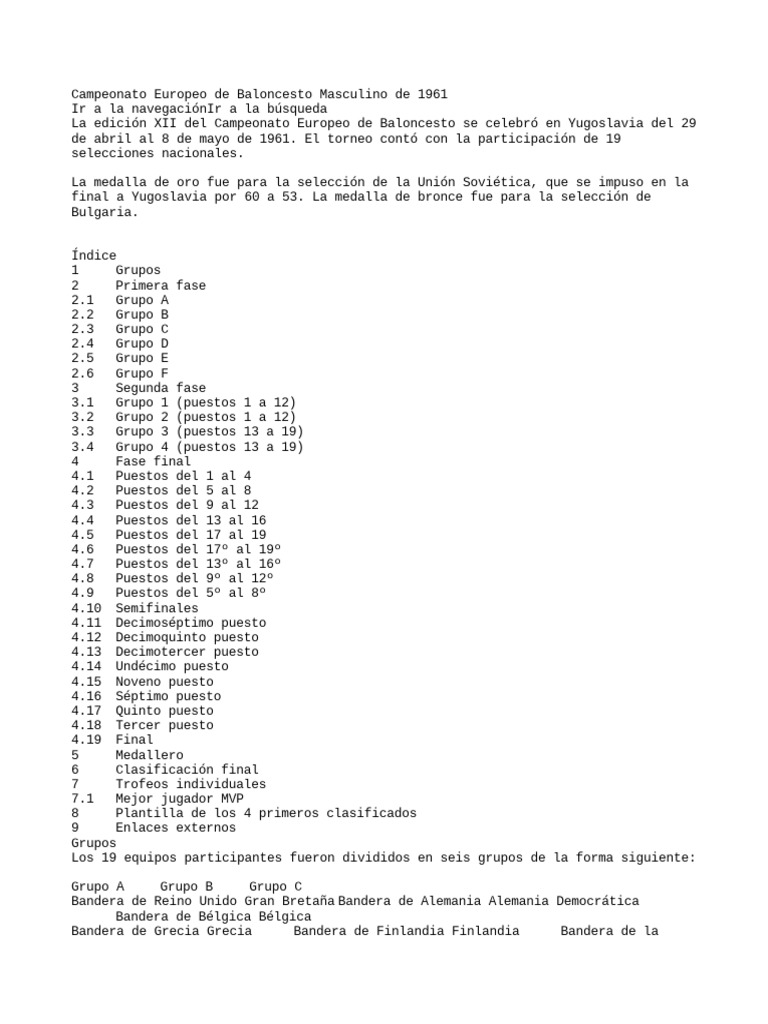 Campeonato Europeo de Baloncesto Masculino PDF