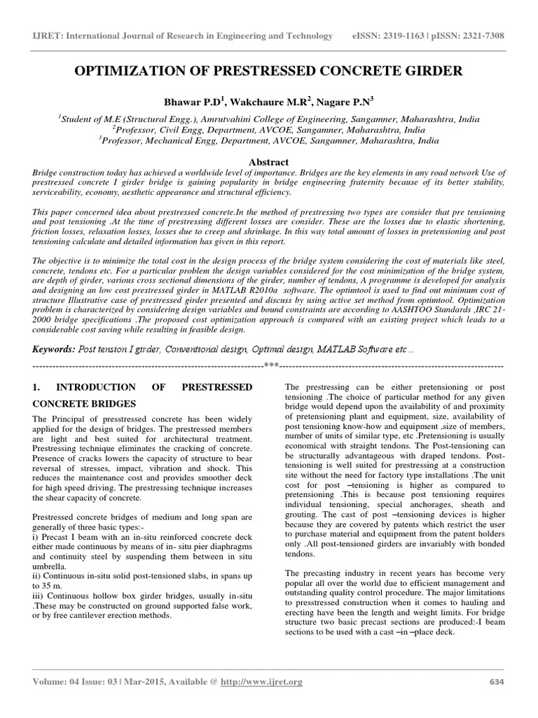 Optimization of Prestressed Concrete Gir | PDF | Prestressed Concrete ...