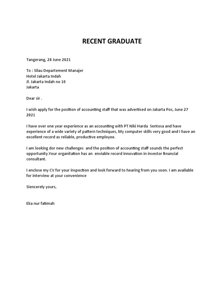 Recent Graduate | PDF | Business