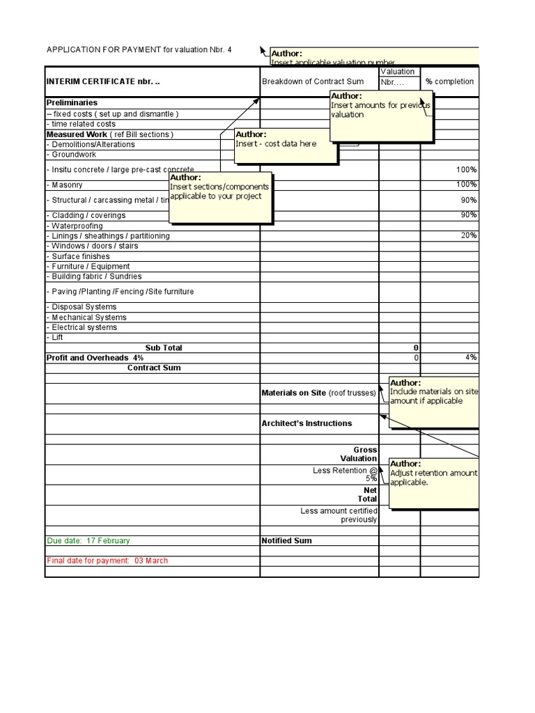 Template - Application For Payment | PDF