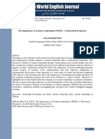 The Significance of Teacher Leadership in TESOL: A Theoretical Perspective