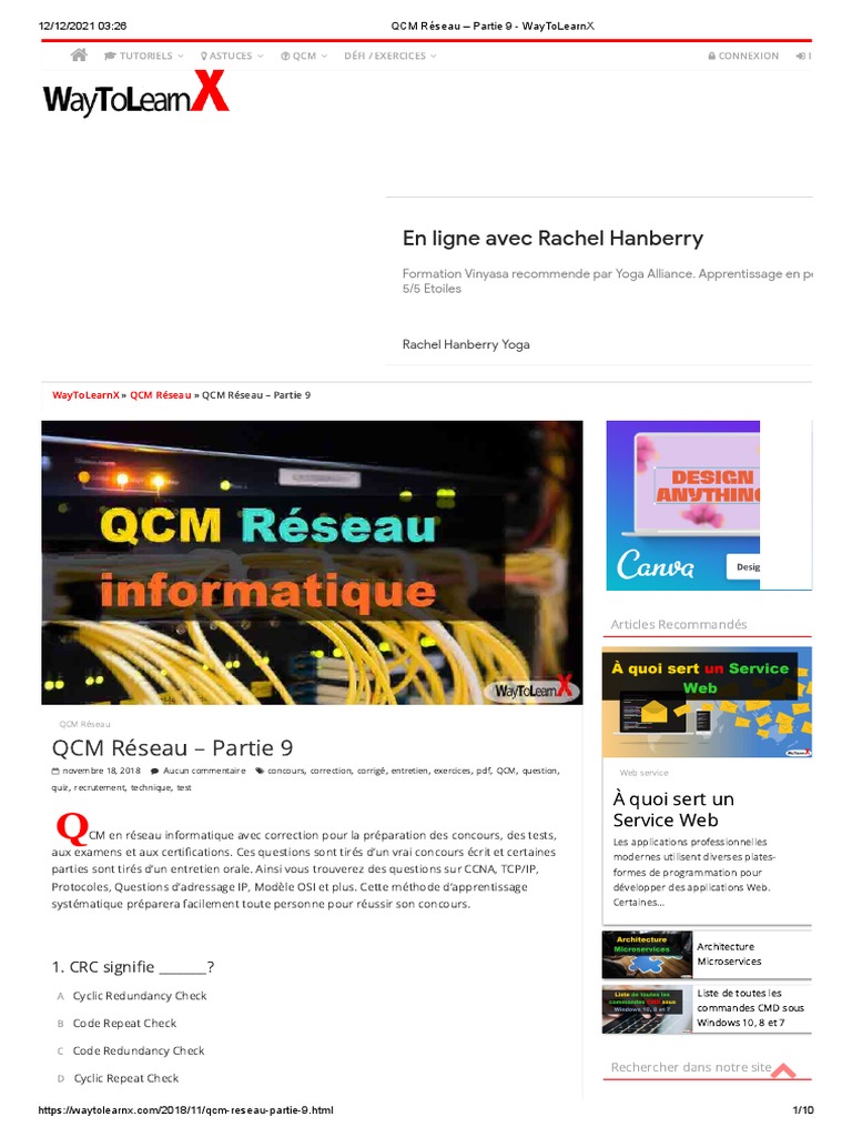 QCM Réseau - Partie 9 - WayToLearnX | PDF