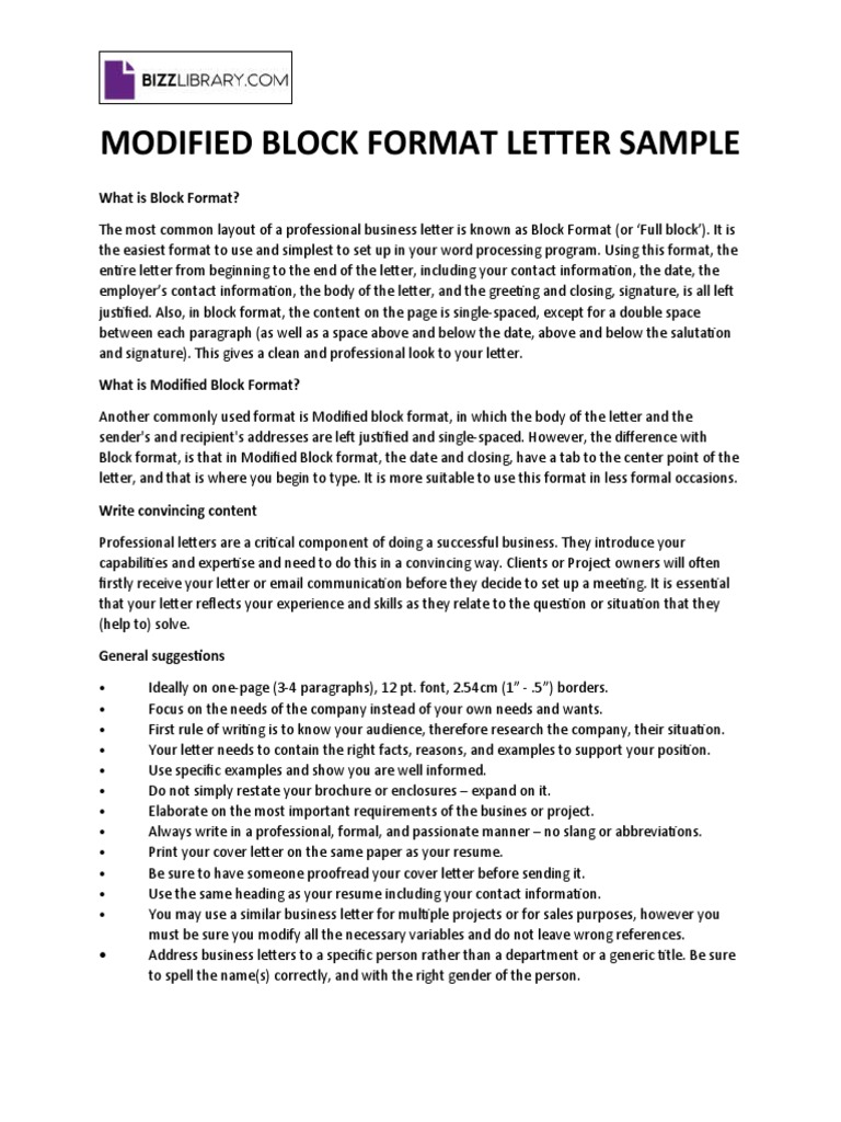 Modified Block Format Letter | PDF