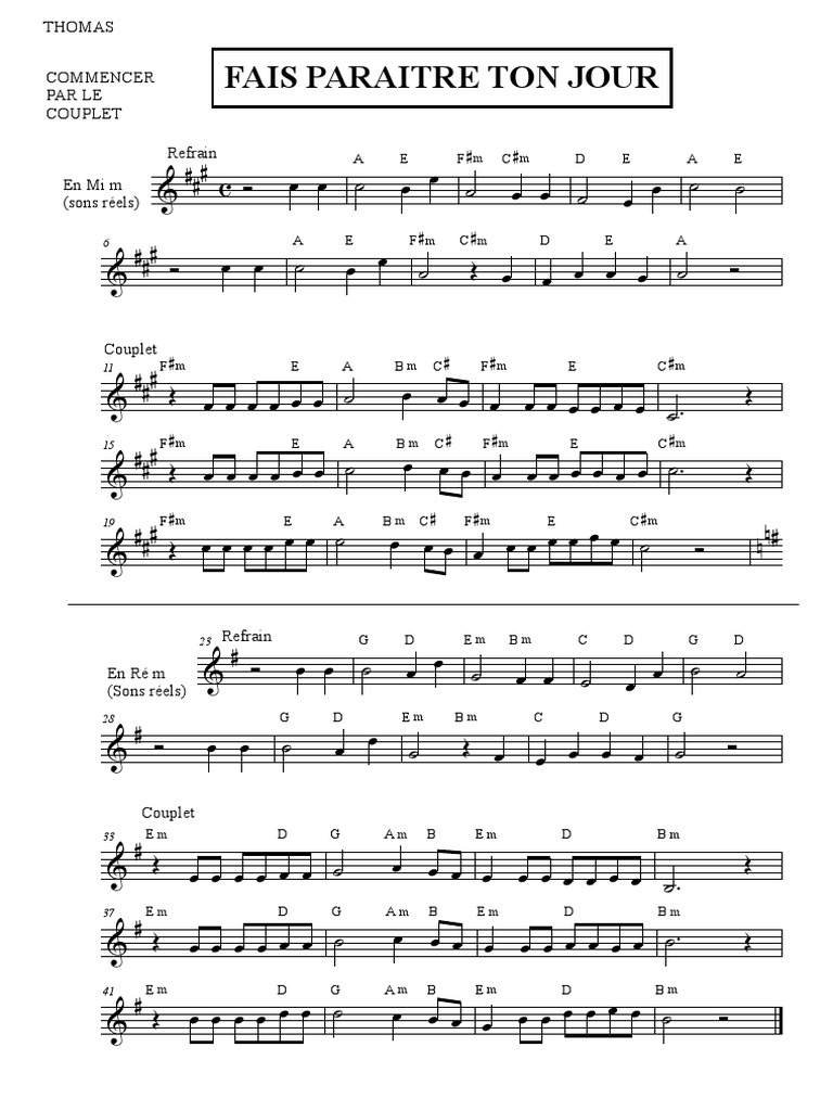Fais Paraitre Ton Jour Thomas PDF