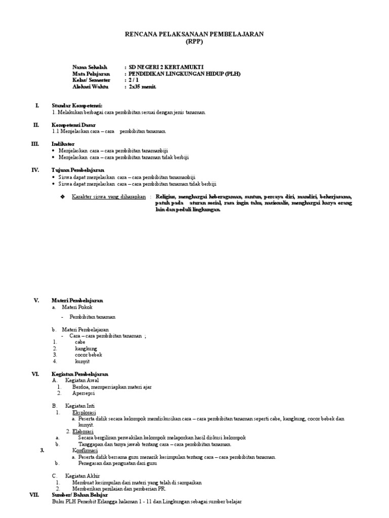 Rpp Plh Kelas 2 Sd Pdf