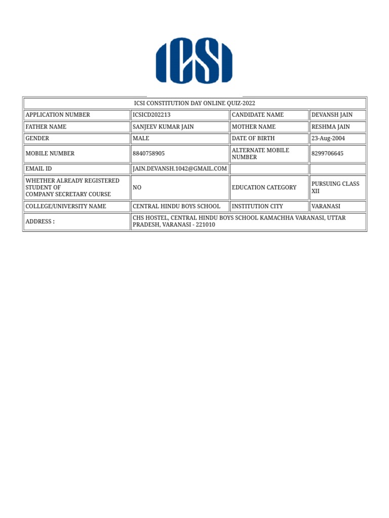 Icsi Form | PDF