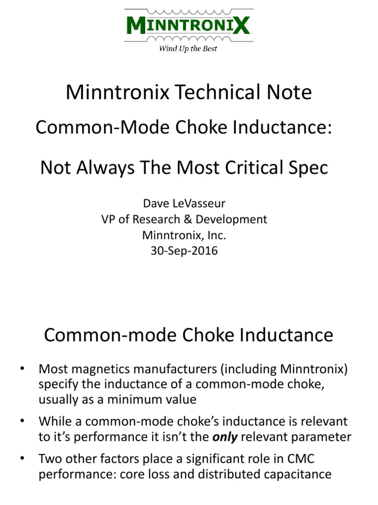 Common mode choke inductance not always the critical spec pdf
