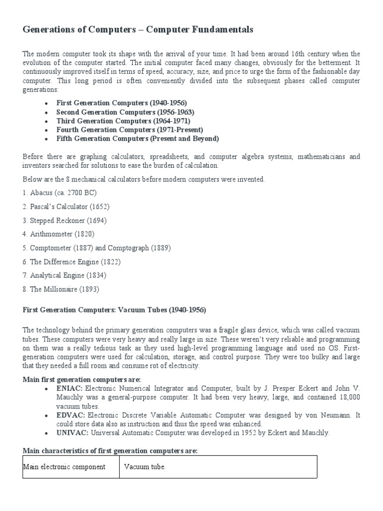 Reading Activity 2 Generations of Computers | PDF | Integrated Circuit ...