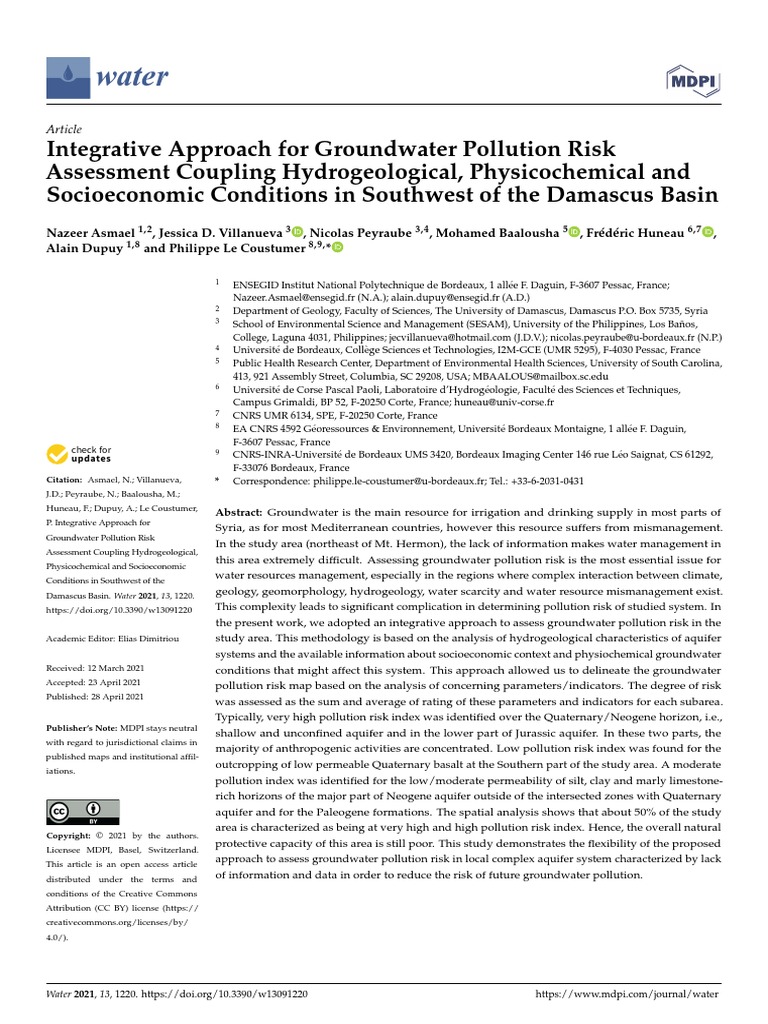 Integrative Approach For Groundwater Pollution Risk | PDF | Groundwater ...