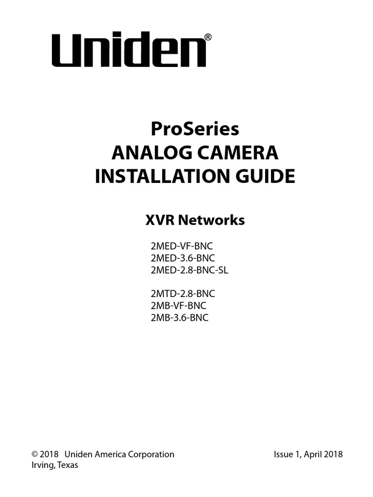 Analog Cameras Installation Guide 04112018 PDF Screw Camera