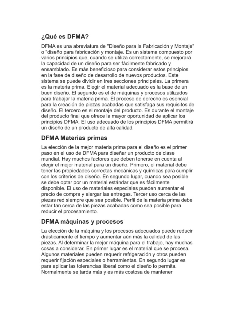Introducción a DFMA y su Aplicación | PDF