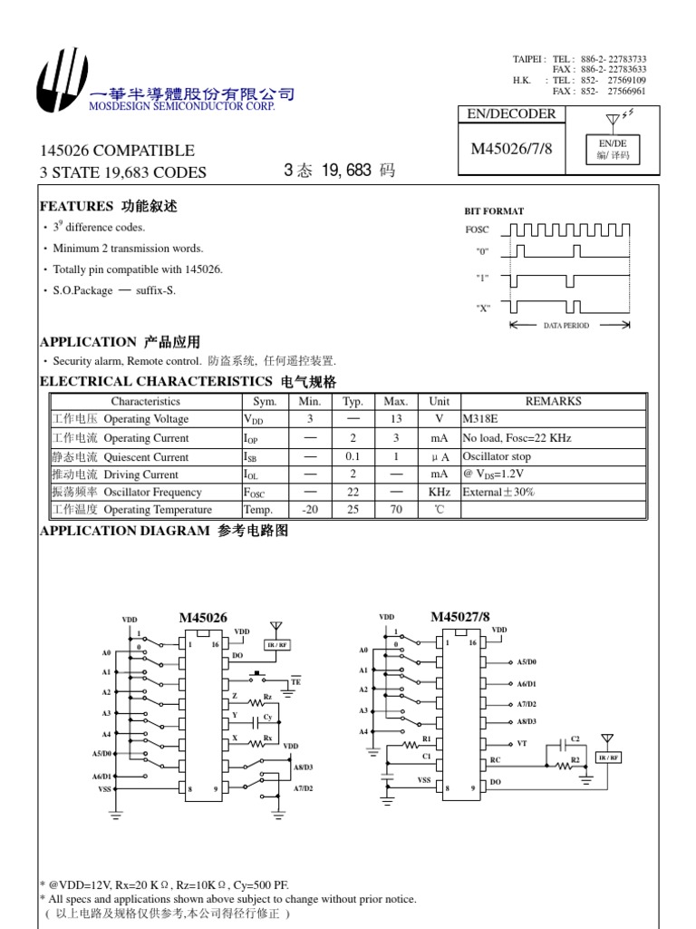 M45026 Decoder Specifications Guide | PDF