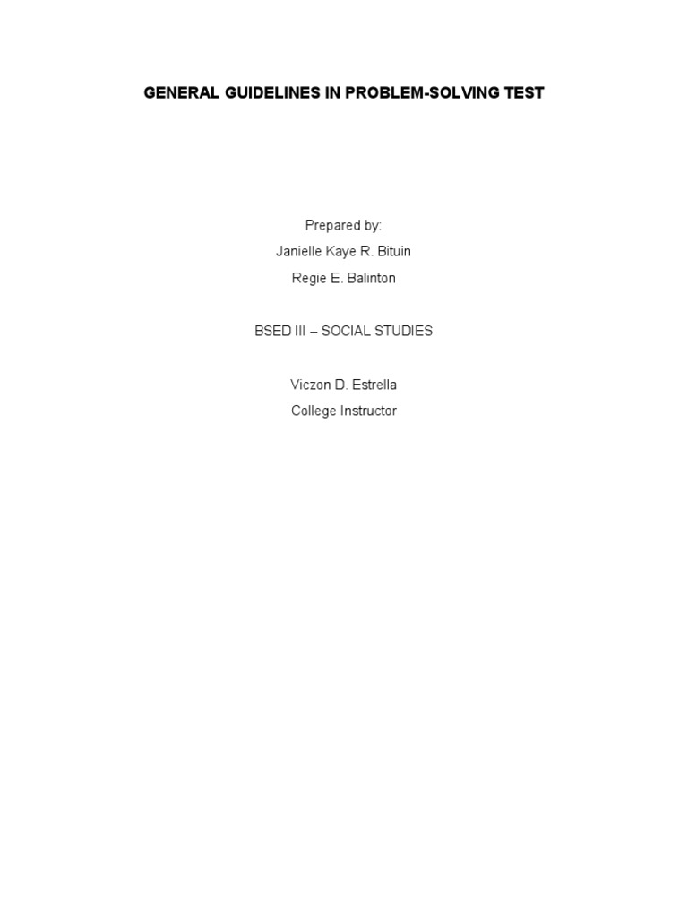 Guidelines for Problem-Solving Tests | PDF | Learning | Teachers