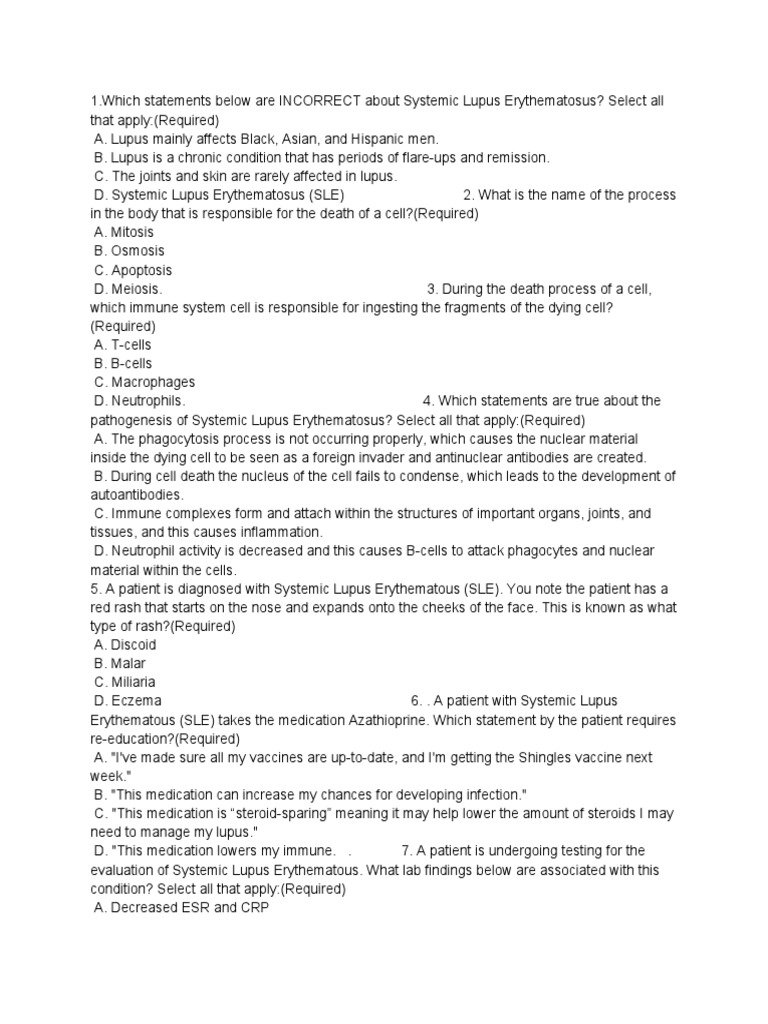 SLE Test Questions | PDF