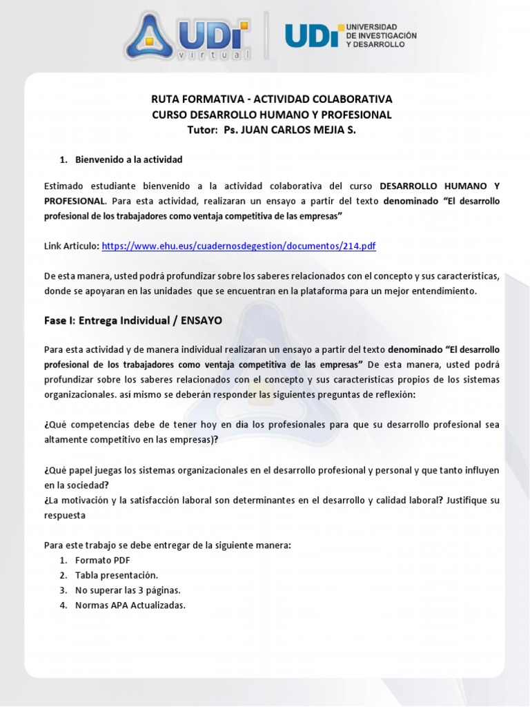 Desarrollo Humano Y Profesional | PDF