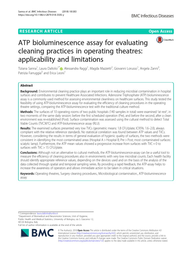 ATP Bioluminescence Assay For Evaluating Cleaning Practices in