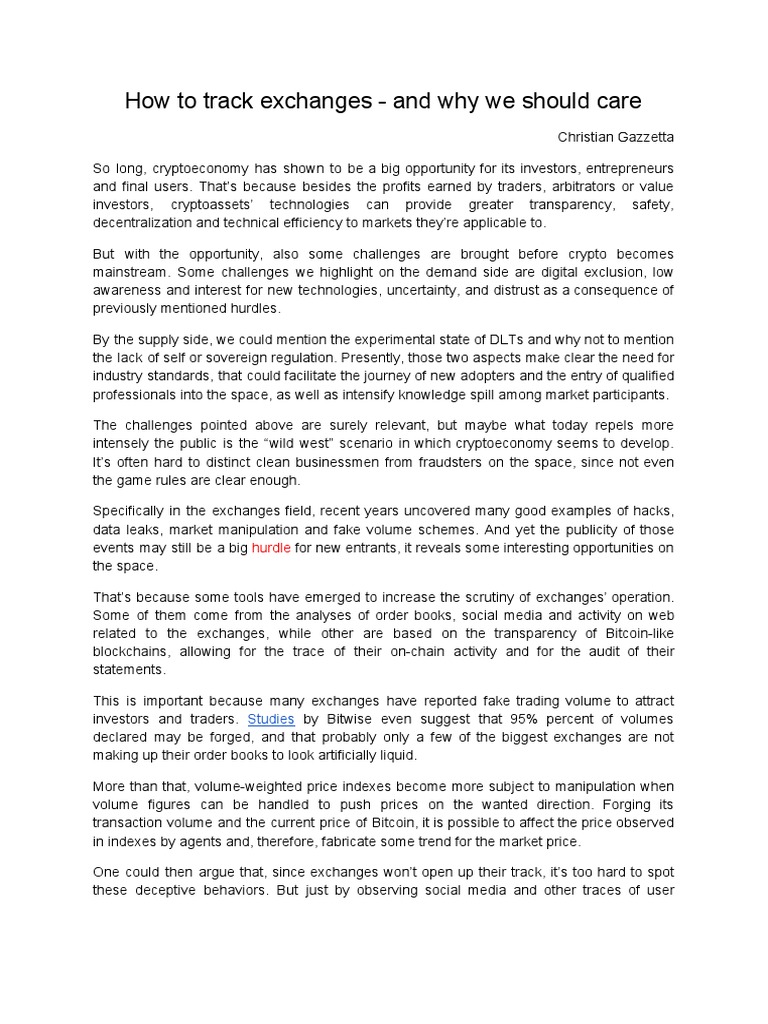 How To Track Exchanges and Why We Should Care PDF