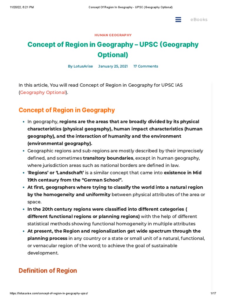 Concept of Region in Geography | PDF | Social Science