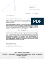 Carta de acompañamiento psicológico con mascota de apoyo emocional