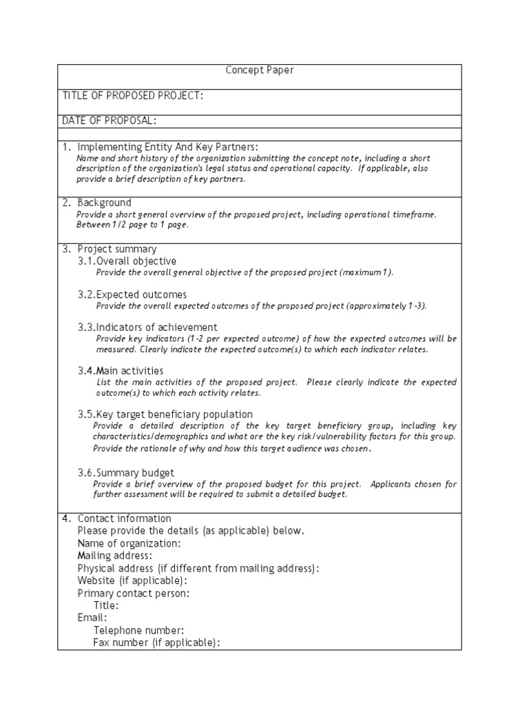 Project Concept Paper Overview | PDF