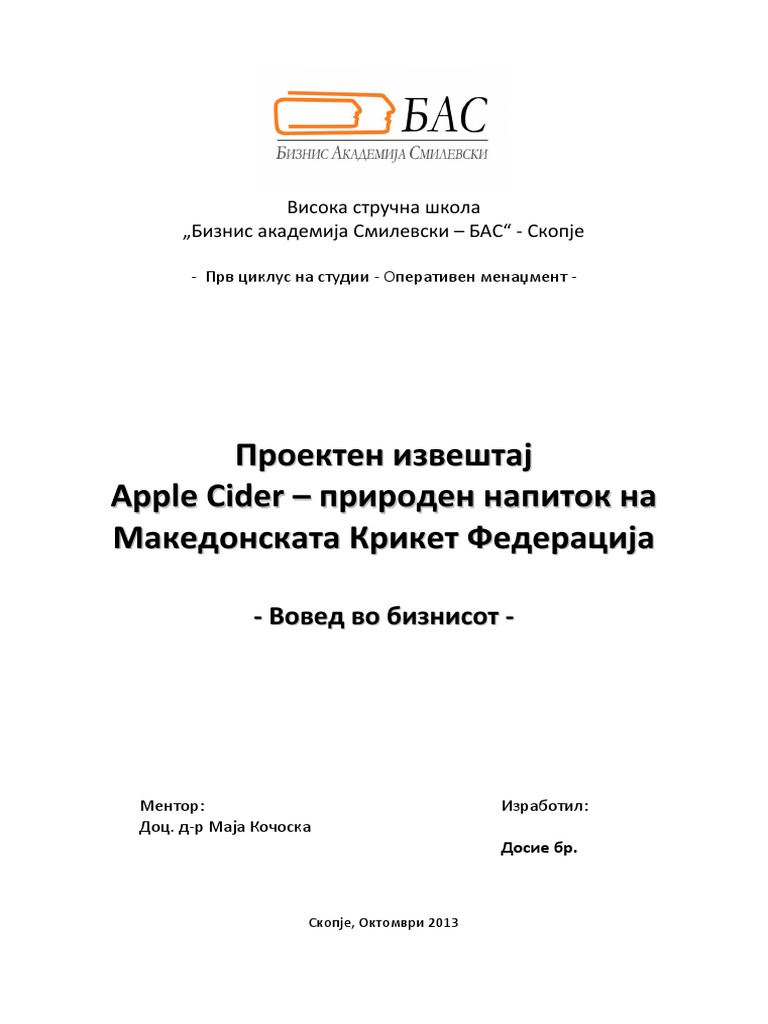 Пример За Проектен Извештај | PDF