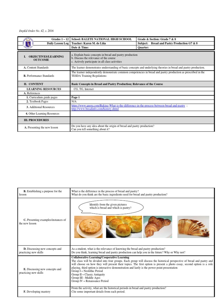 DLL Basic Concepts in Bread and Pastry PDF