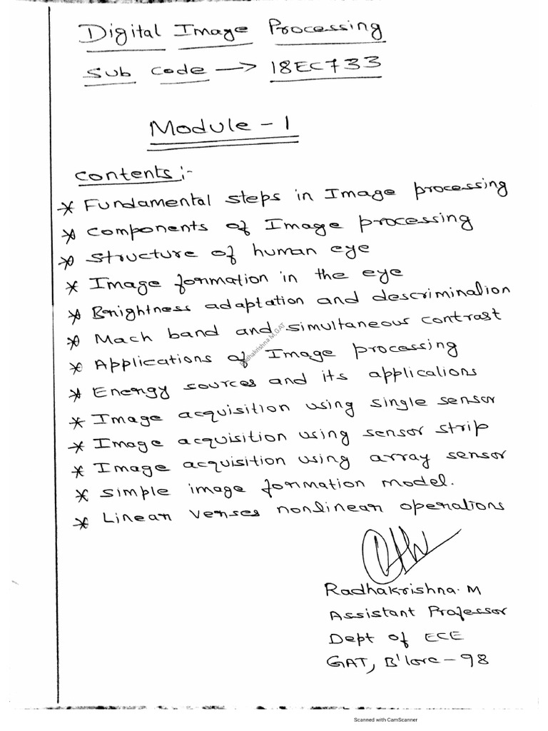 18EC733 DIP Module 1 Notes | PDF