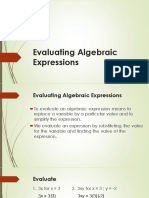 Evaluating Algebraic Expressions