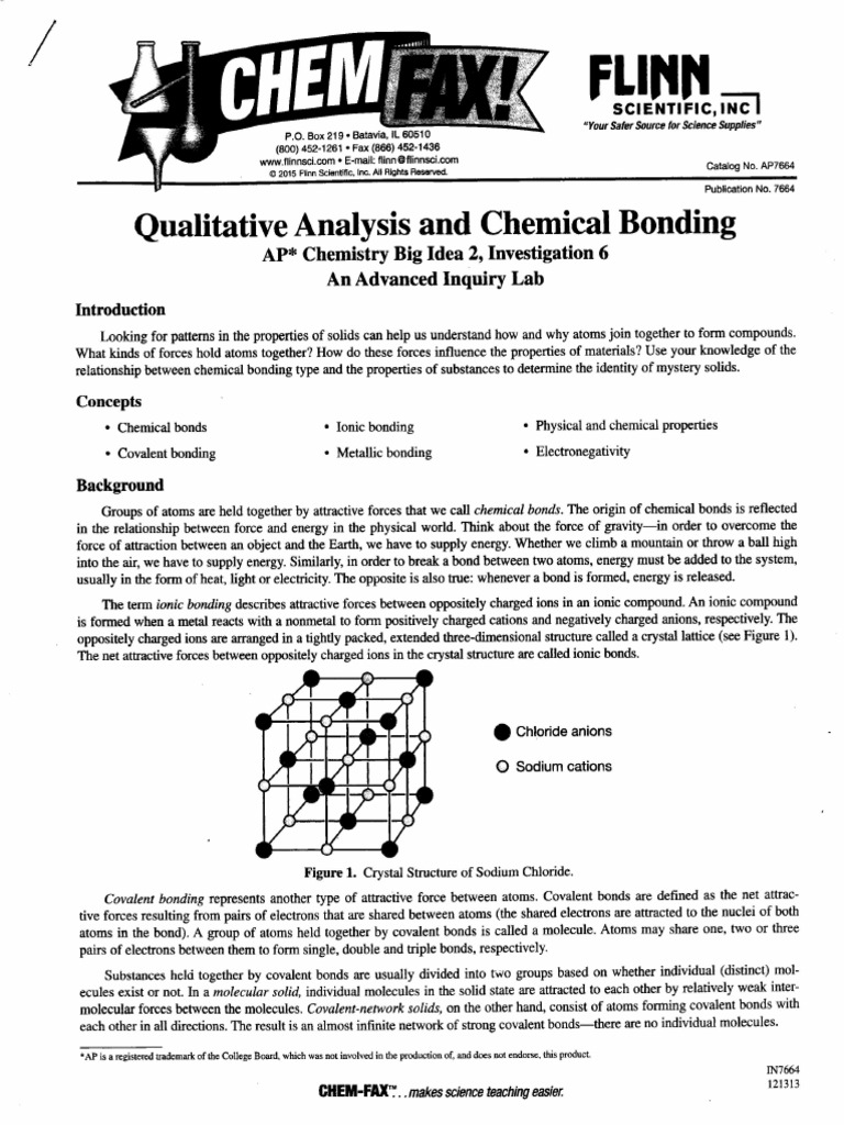 6 Qual Analysis Chemical Bonding Lab PDF
