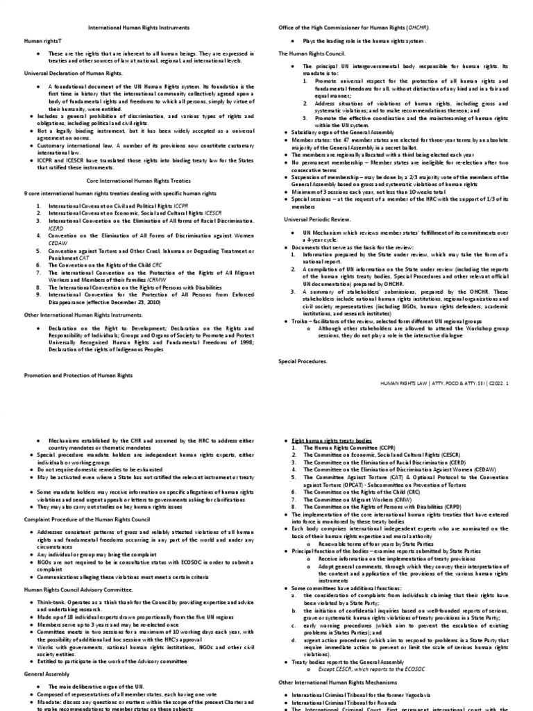 Overview of International Human Rights | PDF | Human Rights | United ...