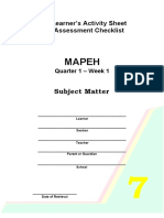 MAPEH Quarter 1 Activity Sheets