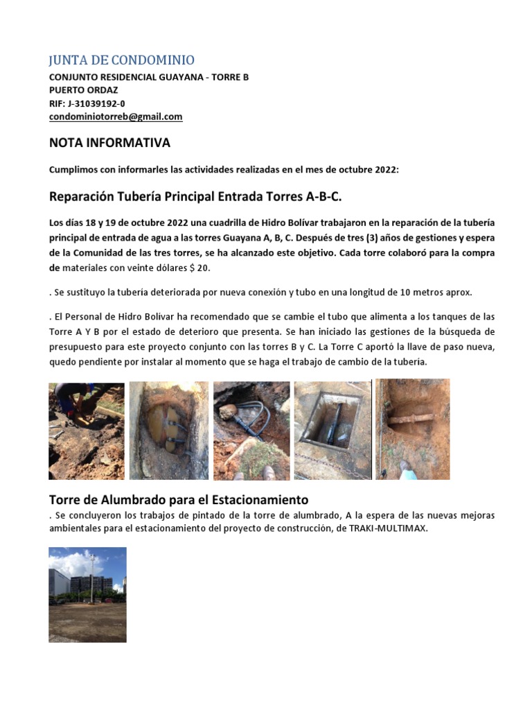 Nota Informativa 09 11 22 | PDF | Condominio