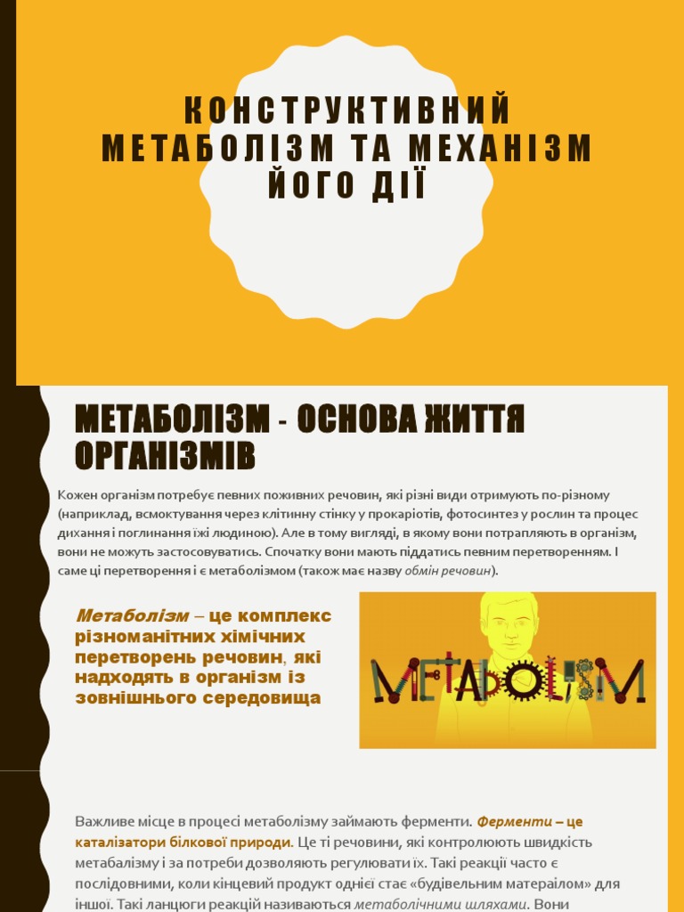 Конструктивний метаболізм та механізм його дії | PDF