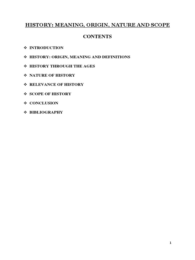 History Origin, Meaning and Definitions PDF
