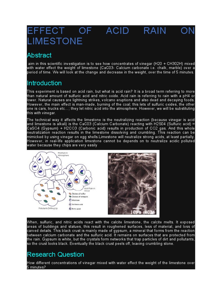 Effect of Acid Rain On Limestone PDF