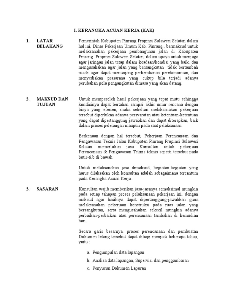 Kerangka Acuan Kerja Jalan KakA4