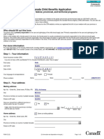 Canada Child Benefits Application Form