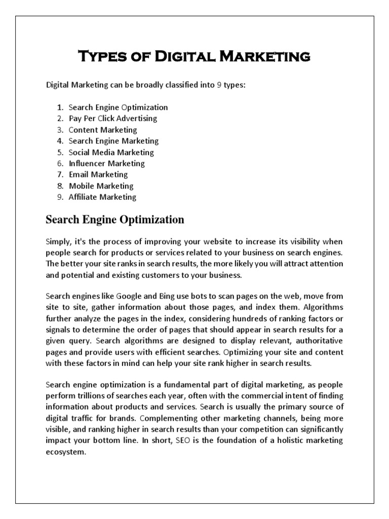 Types of Digital Marketing Report | PDF