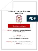 Practica #3 Rectificador de Onda Completa Tipo Puente Doble de Gratz.