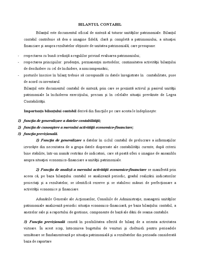 Bilantul Contabil | PDF