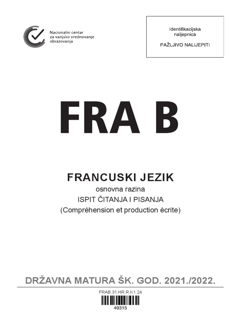 Fra B: Francuski Jezik | PDF