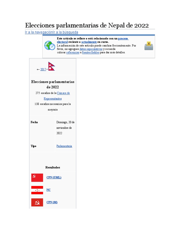 Elecciones Parlamentarias de Nepal de 2022 PDF Elecciones Gobierno