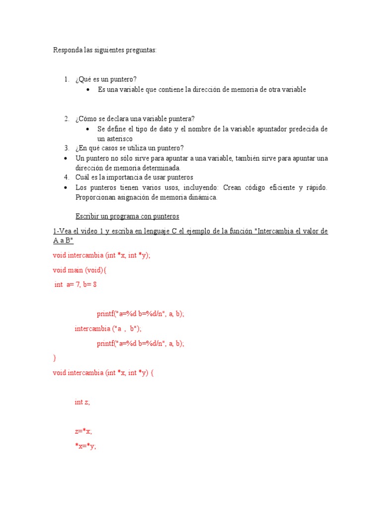 Trabajo de Punteros | PDF | Puntero (Programación de computadora ...