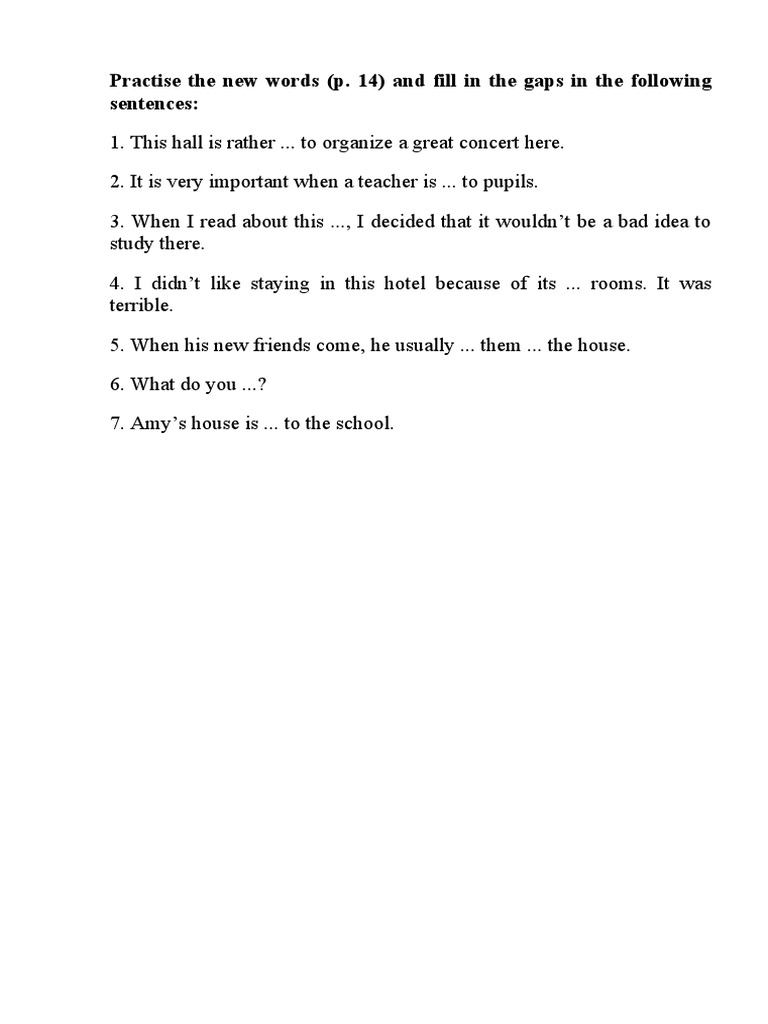 Practise The New Words, p.14 (7 Form) | PDF
