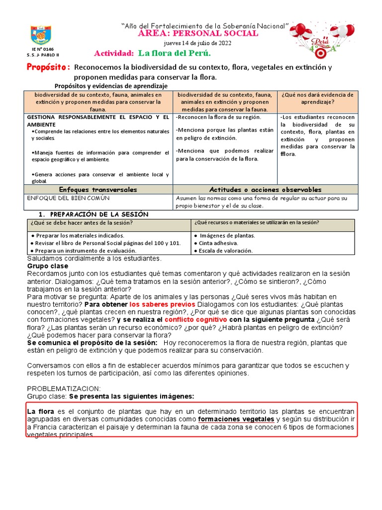 Conservación de la Flora Peruana en Niños | PDF