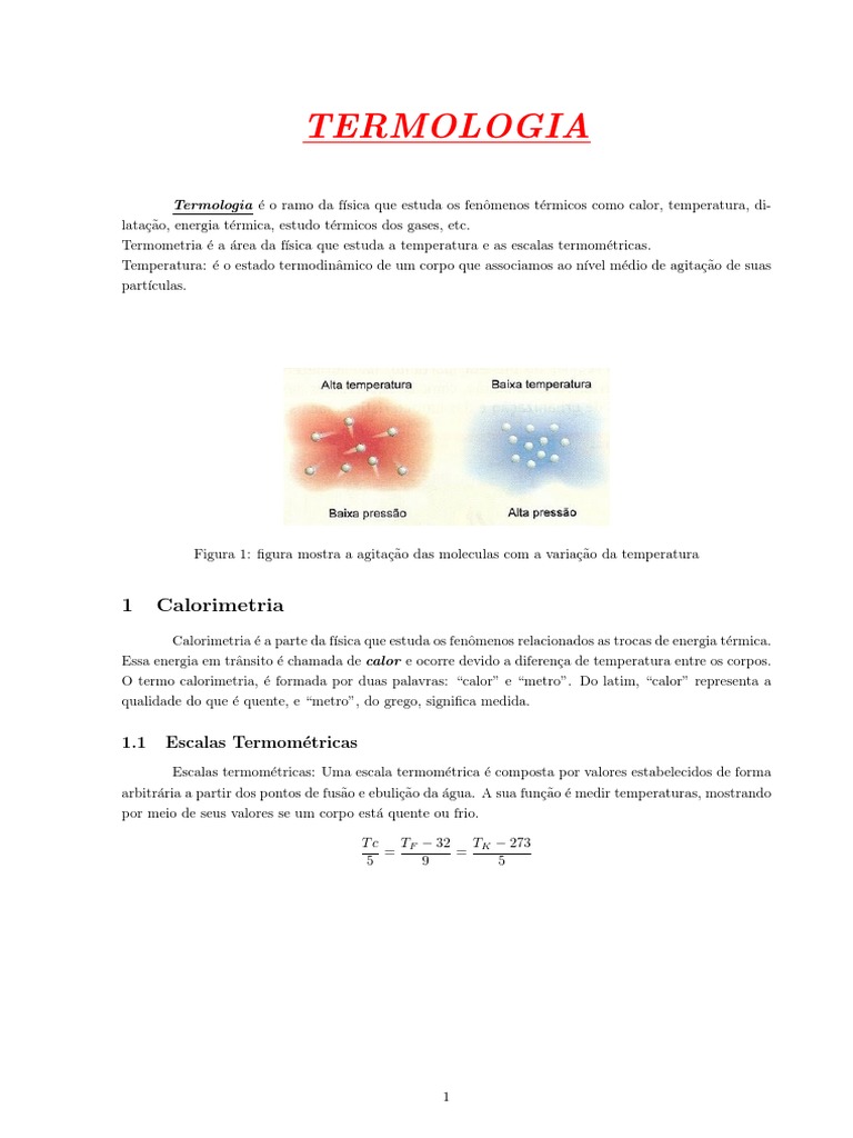 Conceitos de Termologia e Calorimetria | PDF | Calor | Temperatura