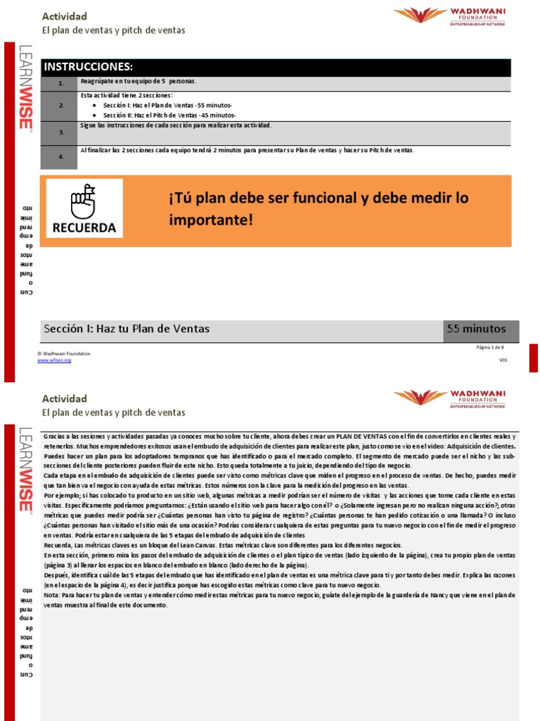 L8. Doc 4 El Plan de Ventas y Pitch de Ventas PDF