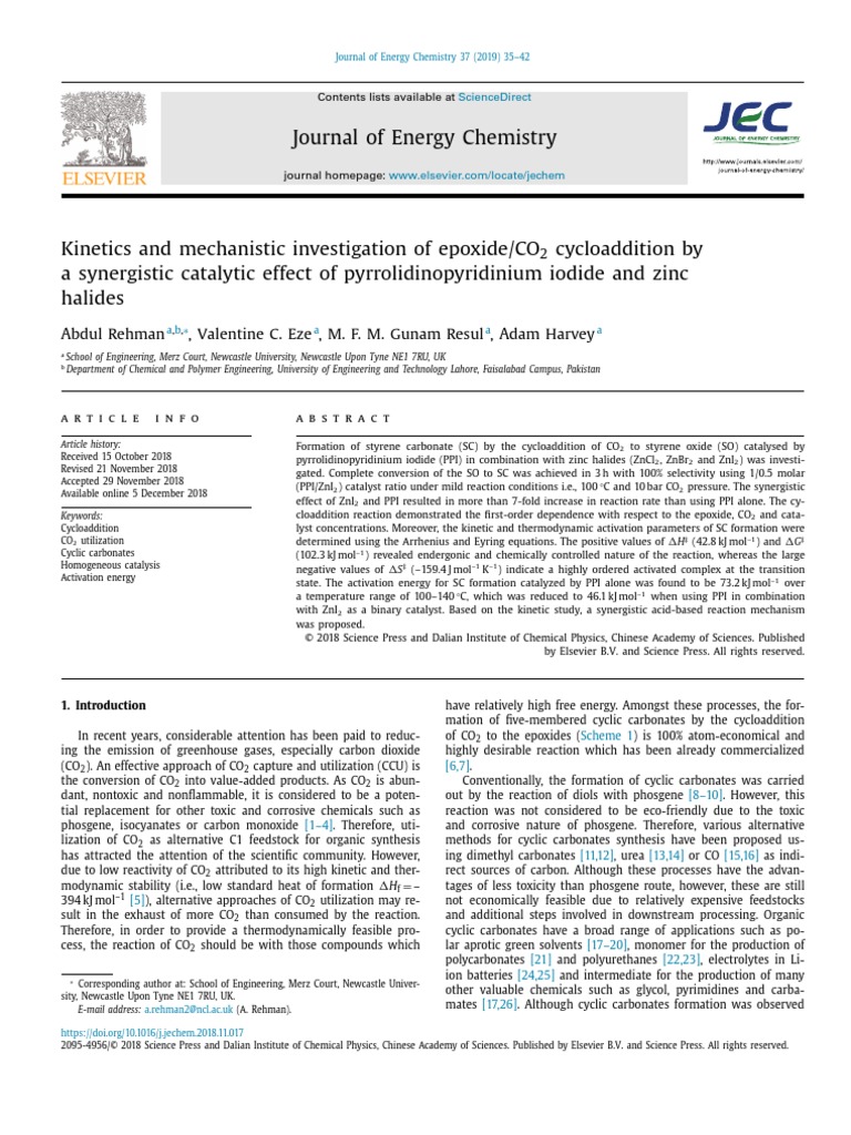 (PJ2) Synthesis of Styrene Carbonate From Styrene Oxide Using ZnX2PPI PDF