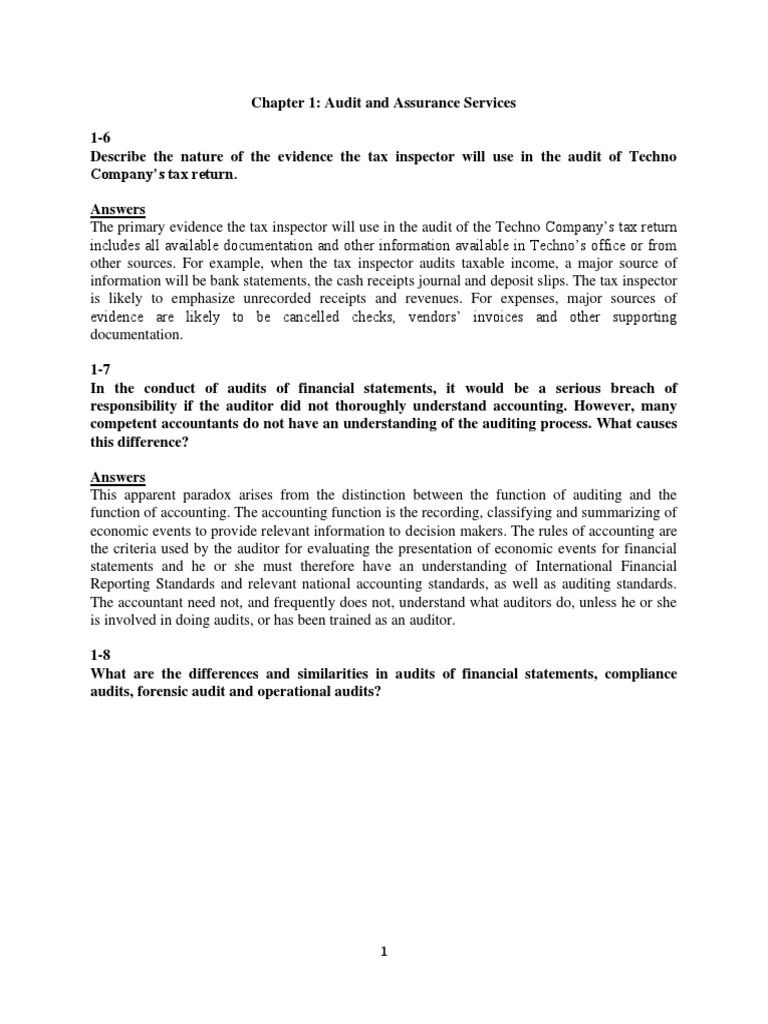 ch1 QA | PDF | Audit | Financial Audit